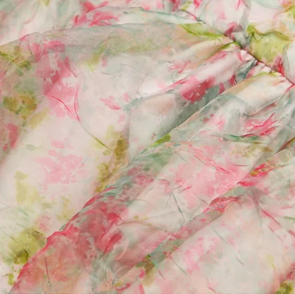 ML Monique Lhuillier Floral Crinkled Organza Maxi Dress - Picture 5 of 10